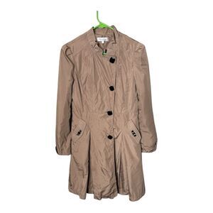 MaxMara tan brown silk blend trench coat size 38 button front missing belt